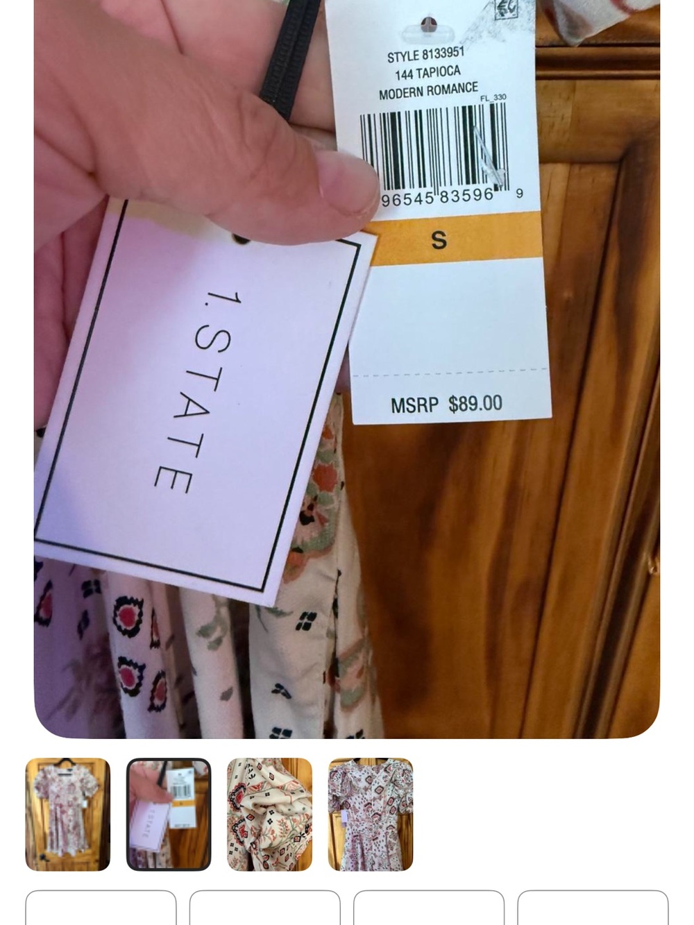 1. State Light Pink Printed V-Neck Puff Sleeve Mini Dress - Picture 2 of 4